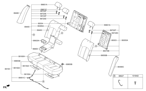 2021 Hyundai Elantra Pad Assembly-Rear Seat Cushion Diagram for 89106C1000