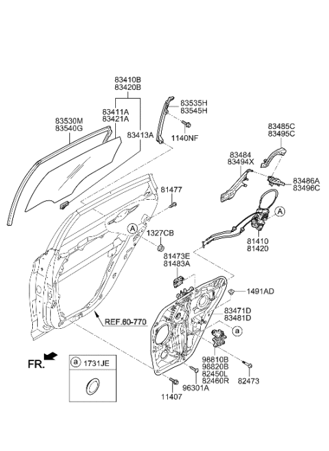 2021 Hyundai Elantra  Motor Assembly-Power Window Regulator Rear, RH Diagram for 83460C1000