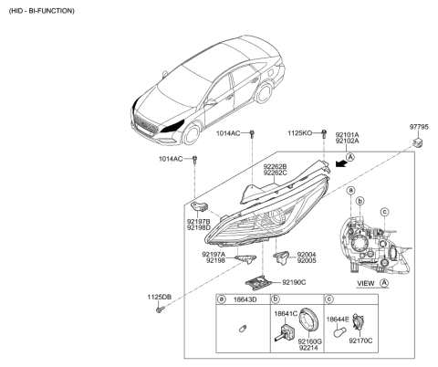 2021 Hyundai Elantra  Front Turn Signal Lamp Holder Assembly Diagram for 921663X010