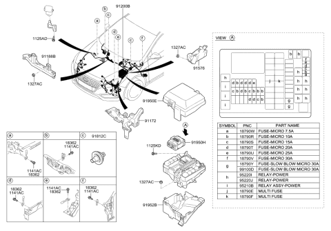 2021 Hyundai Elantra  Pcb Block Assembly Diagram for 91950C1625