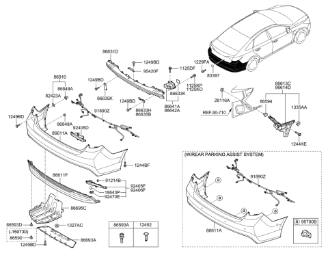 2021 Hyundai Elantra  Sensor Assembly-Ultrasonic Bws Diagram for 95720E6000XU7