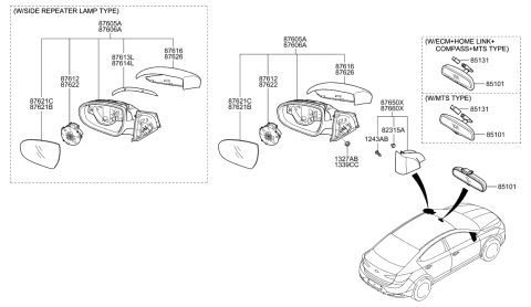 2023 Hyundai Genesis Electrified GV70 Rear View Mirror Scalp, Left, Exterior Diagram for 87616F2000