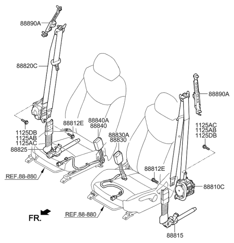 2006 Hyundai Tiburon Bolt-Seat Belt Anchor Mounting Diagram for 1911707287K