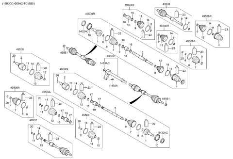 2023 Hyundai Genesis Electrified GV70 Shaft Assembly-Drive, LH Diagram for 49500F2100