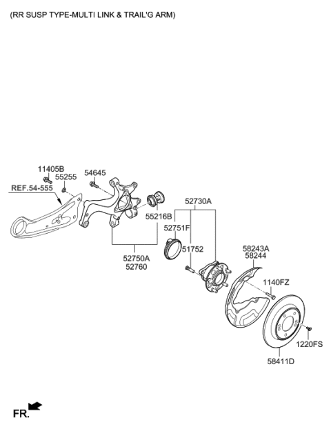 2006 Hyundai Tiburon Bush-Lower Arm, Rear Diagram for 55217F2AA0