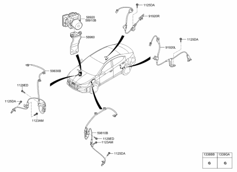 2023 Hyundai Genesis Electrified GV70 Brake Hydraulic Unit Assembly Diagram for 58910F2510