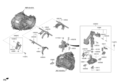 2023 Hyundai Genesis Electrified GV70  Lever Assembly-Reverse Shift Diagram for 4385032600