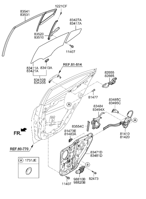 2023 Hyundai Genesis Electrified GV70  Run-Rear Door Rear Channel Diagram for 83554F2000