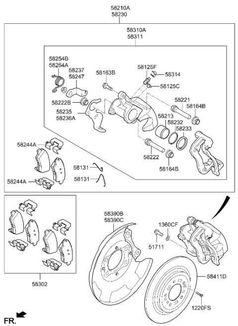 2006 Hyundai Tiburon  Pad Liner Diagram for 58246A4000
