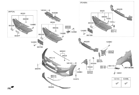 2023 Hyundai Genesis Electrified GV70  Piece-Radiator Grille, LH Diagram for 86358F2NA0