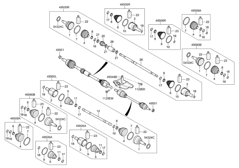 2001 Hyundai Tiburon Shaft Assembly-Drive, RH Diagram for 49501F3050