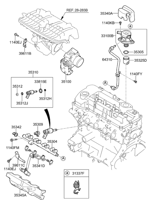 2001 Hyundai Tiburon  O-Ring Diagram for 353222GFA0