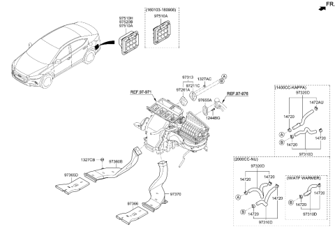 2001 Hyundai Tiburon  Hose Assembly-Water Inlet Diagram for 97311F3000