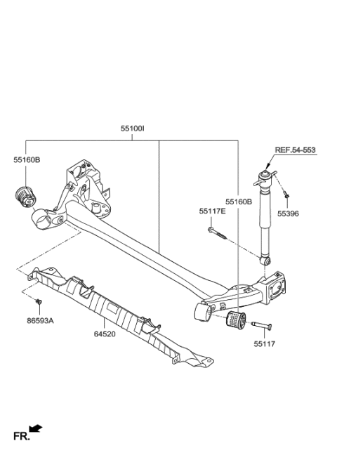 2003 Hyundai Tiburon  Torsion Axle Complete Diagram for 55100F2000