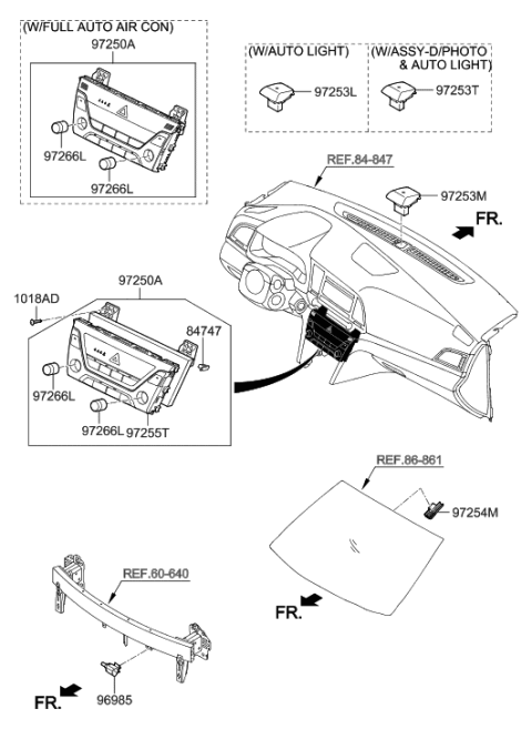 2005 Hyundai Tiburon  Control Heat Air Conditioner Hvac Diagram for 97250F20604X