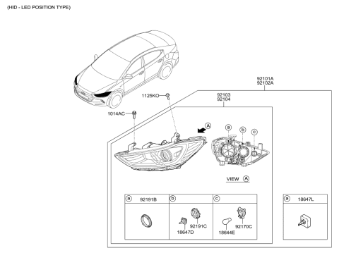 2003 Hyundai Tiburon  Headlamp Assembly, Left Diagram for 92101F3000