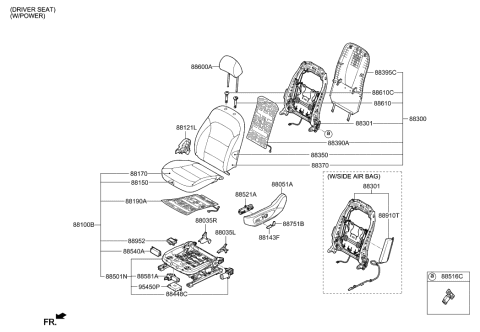 2001 Hyundai Tiburon  Heater-Front Seat Back Diagram for 88390F3000