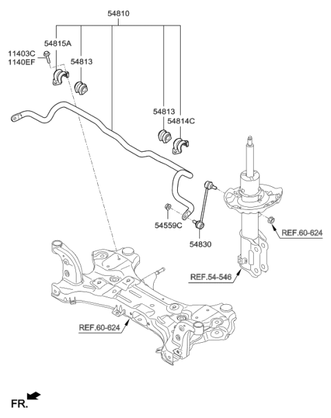 2003 Hyundai Tiburon  Link-Stabilizer Diagram for 54830F2000
