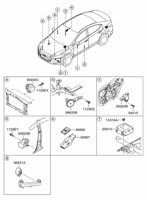 2003 Hyundai Tiburon  Unit-Lkas Diagram for 95895F2000