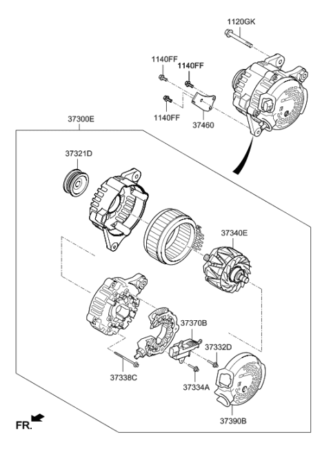 2001 Hyundai Tiburon  Bolt-Through Diagram for 373383C610