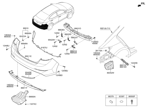 2001 Hyundai Tiburon Reflector/Reflex Assembly-Rear Lh Diagram for 92405F2000