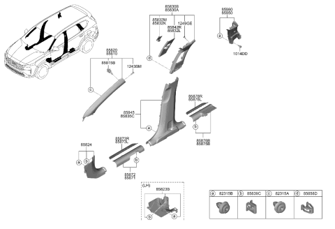 2003 Hyundai XG350 Trim Assembly-Ctr Pillar UPR RH Diagram for 85840S2000UUE