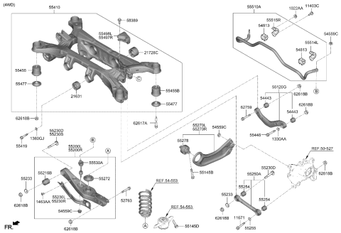 2003 Hyundai XG350 Arm Assembly-RR Trailing Arm, LH Diagram for 55270S2AA0