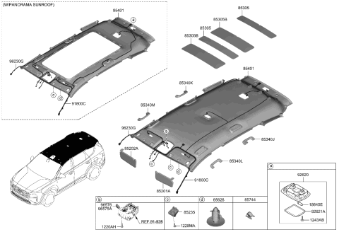 2004 Hyundai XG350  Retainer-Sunvisor Diagram for 85235A9000NNB