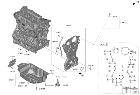 2005 Hyundai Accent Cover Assembly-Timing Chain Diagram for 213502S302