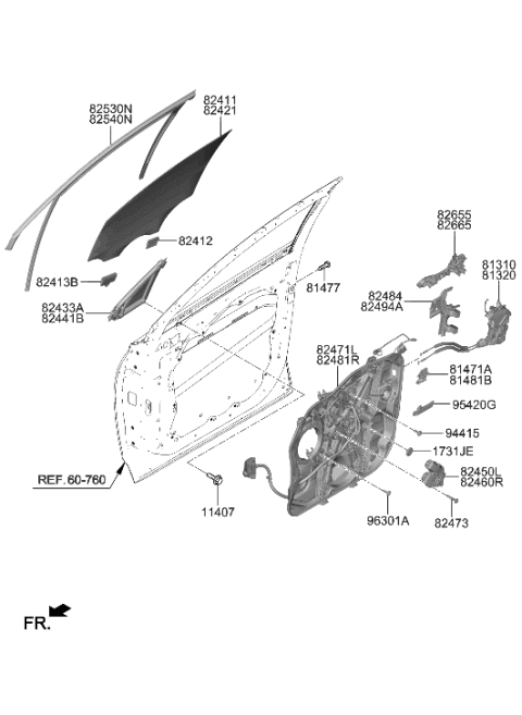 2005 Hyundai Accent Base Assembly-FR Dr O/S Handle RH Diagram for 82665S1100