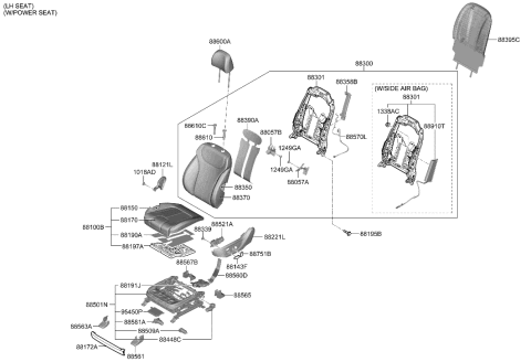 2004 Hyundai XG350 Back Assembly-FR Seat, LH Diagram for 88300S2100NGX