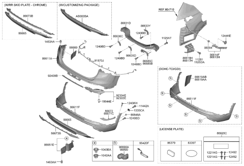 2005 Hyundai Accent  MOULDING ASSY-RR BUMPER, CTR Diagram for 86696S2500