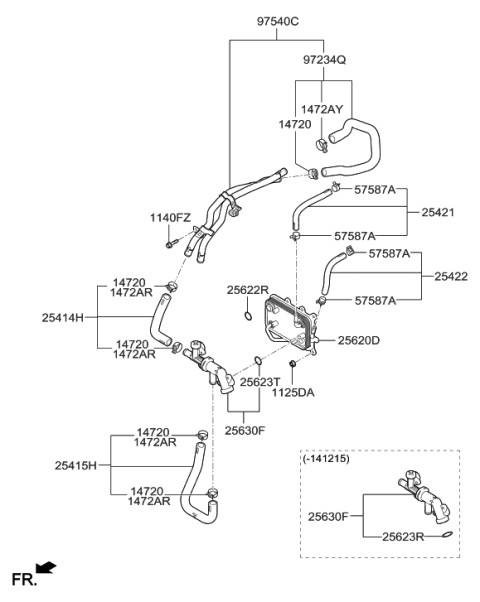 2019 Hyundai Sonata Pipe Assembly-Rear Heater Water Diagram for 975402W500