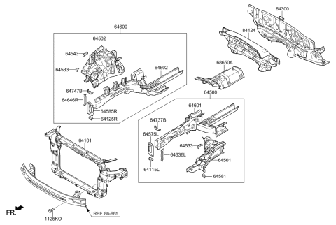 2019 Hyundai Sonata Reinforcement Assembly-F.E.M Mounting, RH Diagram for 647472W000