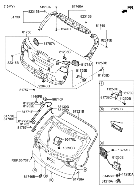 2019 Hyundai Kona Weatherstrip-Tail Gate Opening Diagram for 873214Z000