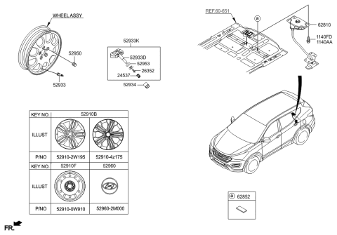 2019 Hyundai Kona Wheel Hub Cap Assembly Diagram for 529603S110