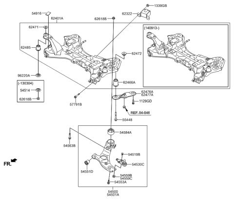 2019 Hyundai Kona  Arm Complete-Front Lower, LH Diagram for 545004Z000