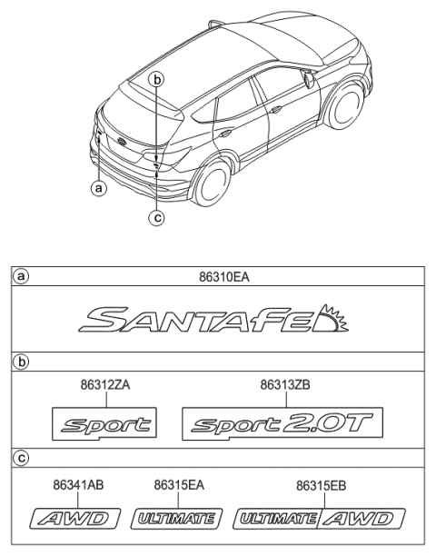2019 Hyundai Kona Electric  Ultimate Awd Emblem Diagram for 863464Z000