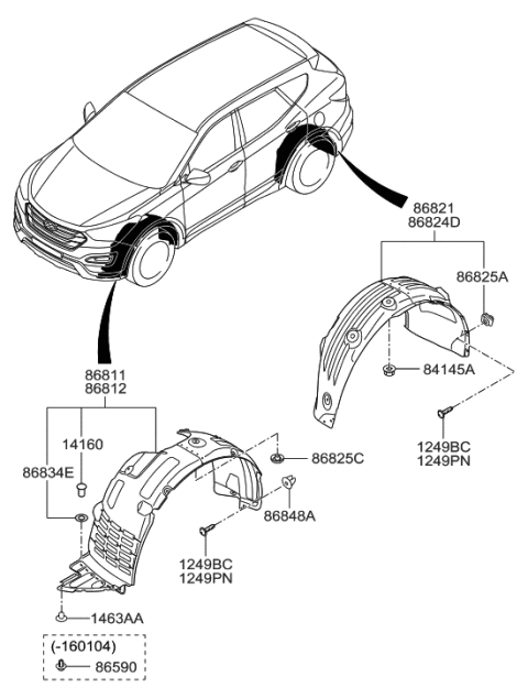 2019 Hyundai Kona Guard-Rear Wheel, LH Diagram for 868214Z000