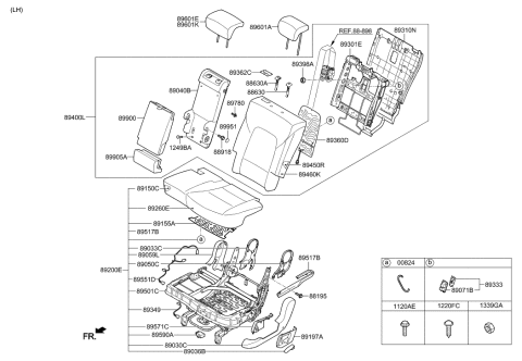 2019 Hyundai Sonata  Garnish-Rear Seat Back Diagram for 893902B000NBC