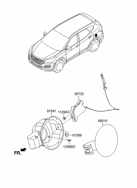 2019 Hyundai Sonata Fuel Filler Door Assembly Diagram for 695102W000