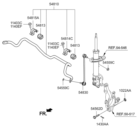 2019 Hyundai Sonata  Bar Assembly-Front Stabilizer Diagram for 548104Z000