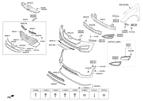 2019 Hyundai Kona Electric  Piece-Radiator Grille NO.2 Diagram for 863542W000