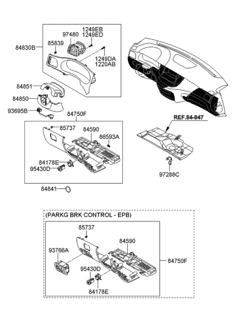 2006 Hyundai Veracruz  Duct Assembly-Side Air Ventilator, LH Diagram for 974803M000GV