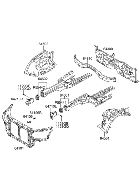2008 Hyundai Veracruz Carrier Assembly-Front End Module Diagram for 641013M000