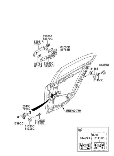 2006 Hyundai Veracruz Door Handle Assembly, Exterior, Left Diagram for 826513M000