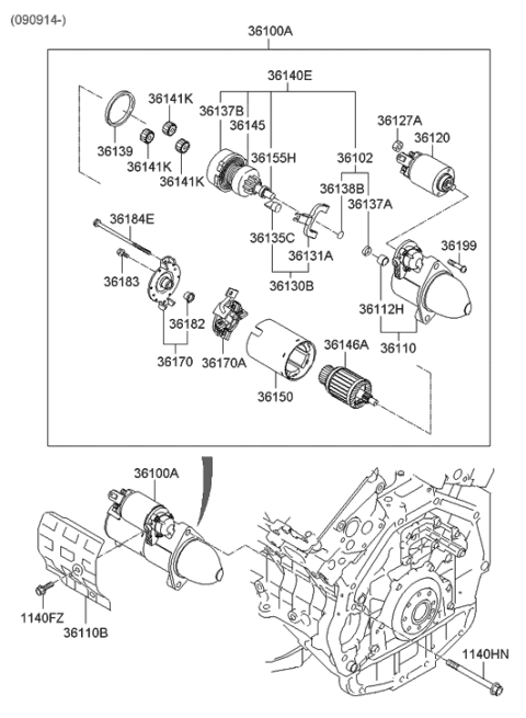 2009 Hyundai Veracruz  Switch Assembly-Starter Magnetic Diagram for 361203C033