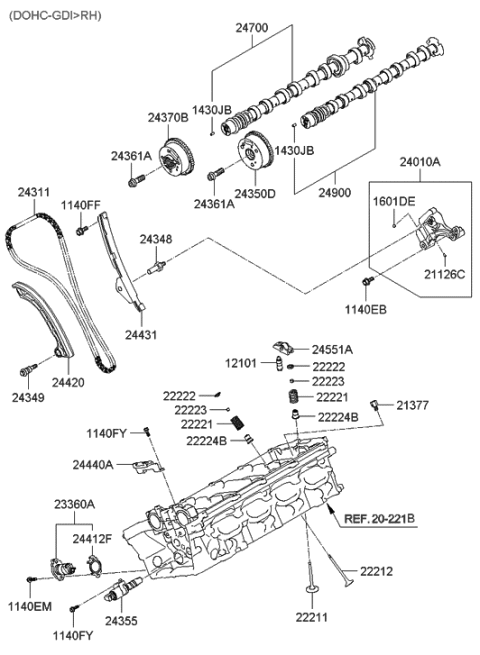 2007 Hyundai Veracruz  Tensioner Arm Assembly Diagram for 244203F400