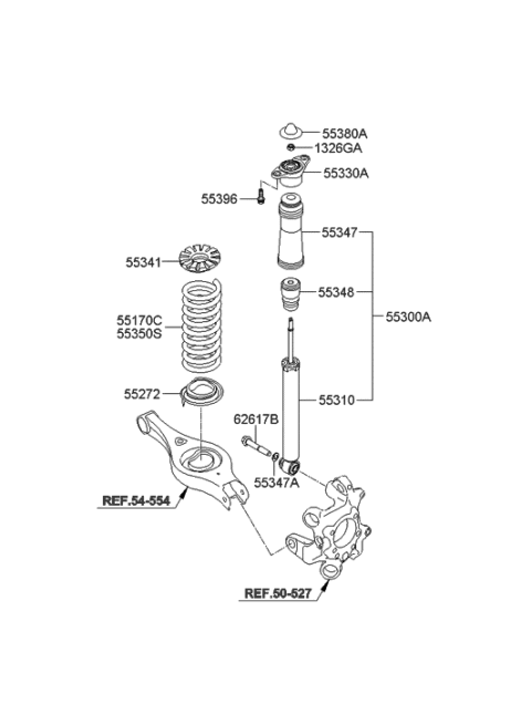 2006 Hyundai Veracruz  Rear Shock Absorber Dust Cover Diagram for 553163M000