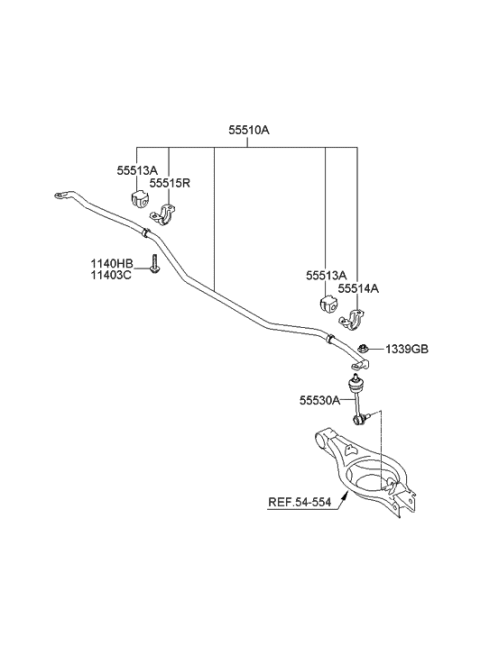 2016 Hyundai Elantra  Bar Assembly-Rear Stabilizer Diagram for 555103M600
